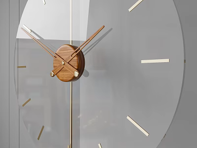 Modern Wall Clock With Transparent Dial Wooden Center And Golden Hour Markers 3d model