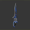 Blue Mechanical Sword Design With Metallic Structure Handle Guard And Futuristic Details