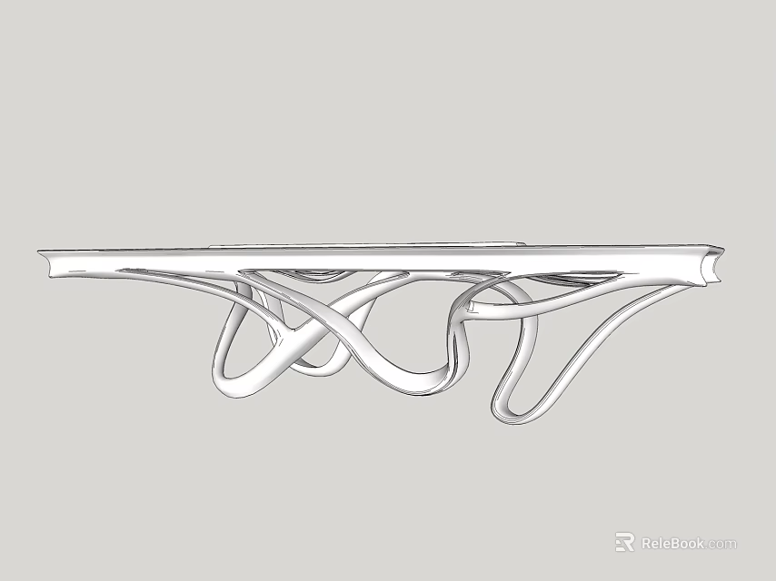 Modern Dining Table With Unique Intricate Curved Interlaced Legs Design Structure 3d model 