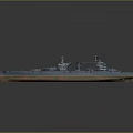 Detailed Battleship 3D Model Featuring Blue Hull Orange Bottom And Naval Turret Design