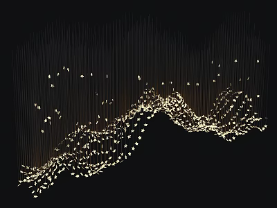Slender Line Chandelier With Wavy Arrangement Small Light Points Flowing Form On Black Background 3d model