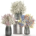 Modern Glass Vases With Colorful Assorted Flowers For Decorative