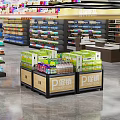 Retail Store Promotion Display Shelves With Food And Beverage Products