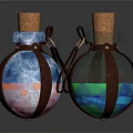Colorful Decorative Glass Bottles With Cork Stoppers And Leather Straps For Home Use