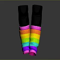 Black Boots With Rainbow Colored Stripes On Shaft For Fashionable Look