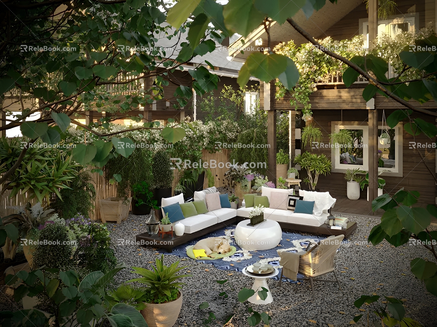 Garden Courtyard Backyard Landscape 3d model