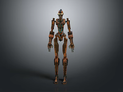 Humanoid Robot Character With Intricate Mechanical Limbs And Rusty Metallic Structure Design 3d model