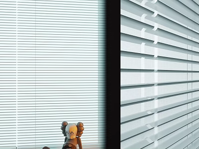 Modern Window Blinds With Soft Light And Stuffed Toy By Window 3d model