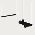 Modern Linear Metallic Pendant Light Featuring Soft Glow In Minimalist Interior 3d model