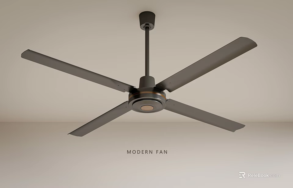 Modern Air Conditioning Fan With Ceiling Mounted Black Blades And Sleek Design 3d model 