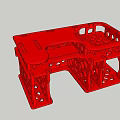 Red Plastic Children's Table With Hollow Carved Design And Stable Structure 3d model