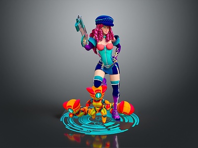 Modern game character sci-fi beauty cyberbeauty sci-fi female warrior future female warrior 3d model