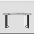Modern Dining Table Featuring Marble Top And Metal Geometric Legs Design 3d model