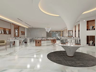 Luxury Jewelry Store Interior Featuring Elegant Display Cases And Modern Marble Flooring 3d model