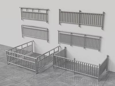 Modern Stainless Steel Railing Stainless Steel Guardrail Flag Platform Guardrail Stair Railing Iron Railing 3d model