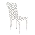 Beige Tufted Chairs With Backrest Metal Ring And Black Legs