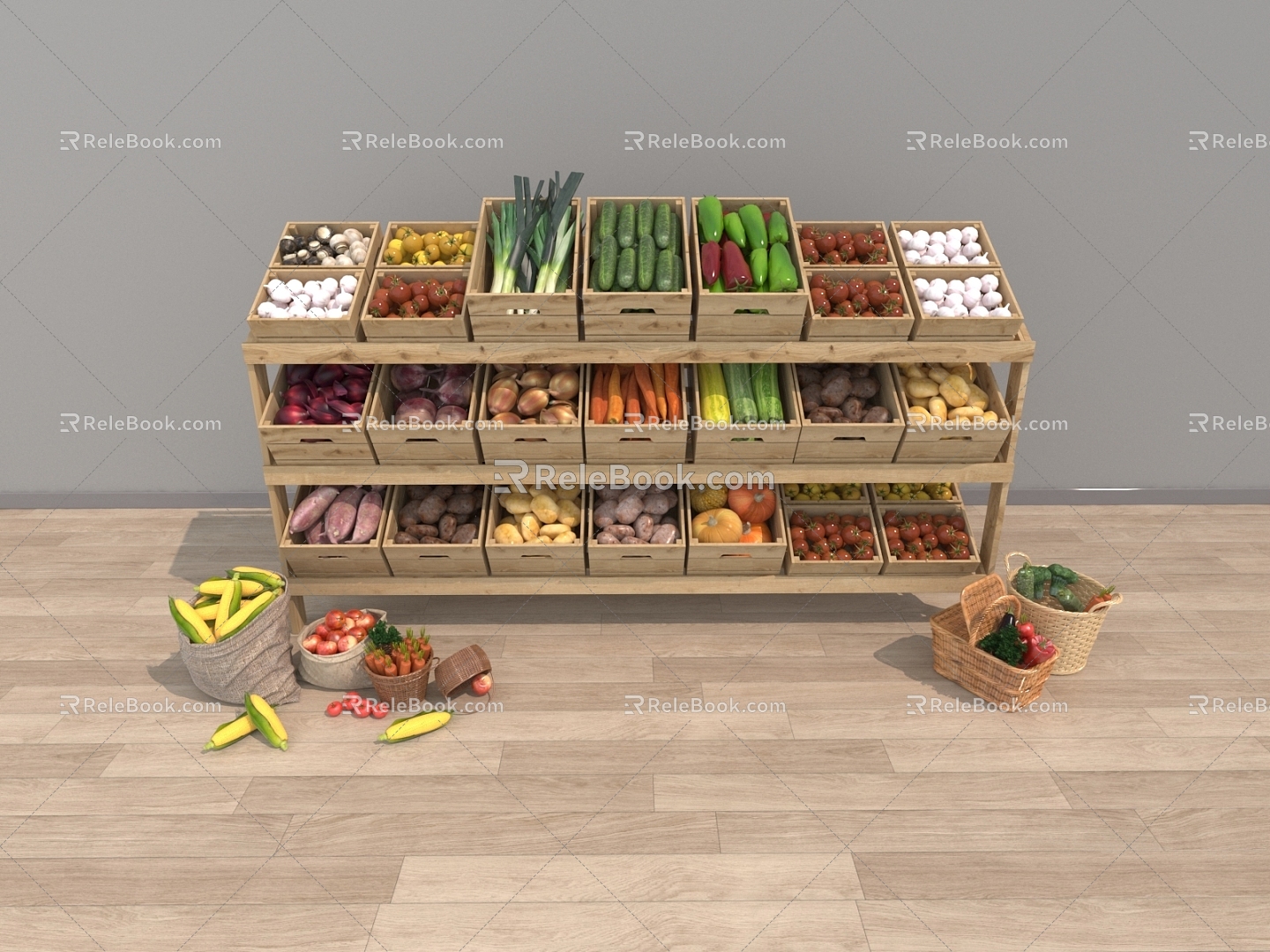 vegetables fruit fruit box agricultural products 3d model