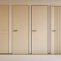 Modern Minimalist Hinged Doors With Smooth Panels Vertical Stripes And Metal Handles In Interior