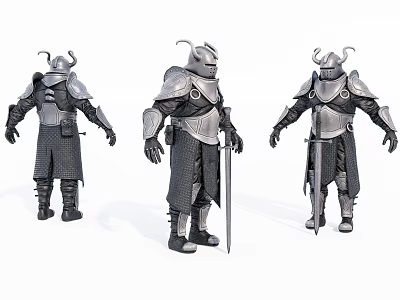 Virtual character game character warrior in armor 3d model