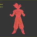 Dragon Ball Character Figure Back View In Orange Outfit With Blue Belt And Black Hair