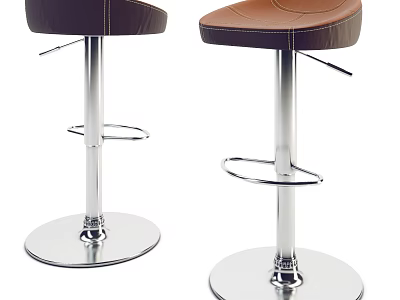 Leather Bar Stools With Metal Frames And Round Adjustable Bases 3d model