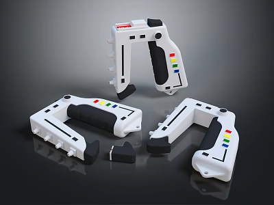Tactical White Weapon With Black Grip Colorful Stripes And Three Units 3d model