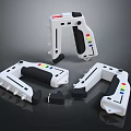 Tactical White Weapon With Black Grip Colorful Stripes And Three Units