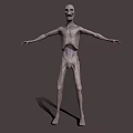 Menacing Humanoid Creature With Emaciated Body Open Arms And Skeletal Features 3d model