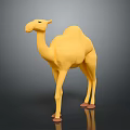 Yellow Camel 3D Model in Minimalist Style with Dark Background and Reflection 3d model