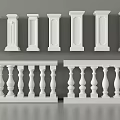 Classical White Balustrades Design With Ornate Decorative Columns And Railings