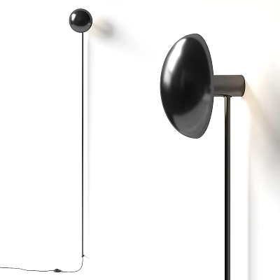 Sleek Modern Black Wall Lamp With Round Shade And Metal Stand 3d model