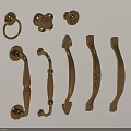 Vintage Brass Metal Cabinet Handles With Various Decorative Designs For Furniture Doors