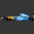 Formula 1 Race Car With Blue And Yellow Stylish Graphics And Aerodynamic Design