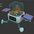 Modern Robotic Probe With Solar Panels Digital Display White Structure And Mechanical Legs