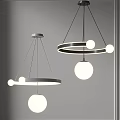 Modern Circular Design Chandeliers with Spherical Bulbs and Metal Frames 3d model