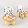 Cute Children's Chairs With Cartoon Character Stickers Round Seats And Yellow Legs
