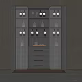 Elegant Modern Wine Cabinet With Glass Doors Wine Bottles And Storage Drawers