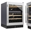 Modern Stainless Steel Wine Cooler With Glass Door And Wooden Wine Racks