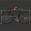Outdoor Wooden Picnic Table With Hamburger Red Drink Mobile Phone And Black Bicycle
