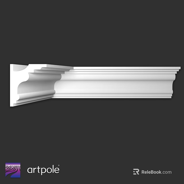 White Decorative Architectural Molding Component With Detailed Design And Smooth Surface 3d model 