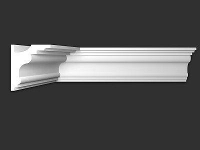 White Decorative Architectural Molding Component With Detailed Design And Smooth Surface 3d model