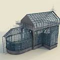 Glass Greenhouse Architectural Design With Metal Frame Arched Structure And Staircase