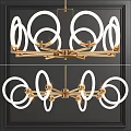 Elegant Modern Chandelier With White Circular Rings And Golden Metal Frame Lighting Design