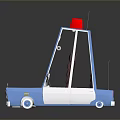 Blue Police Car Model With Red And Blue Emergency Lights Transparent Windshield And Brown Seats