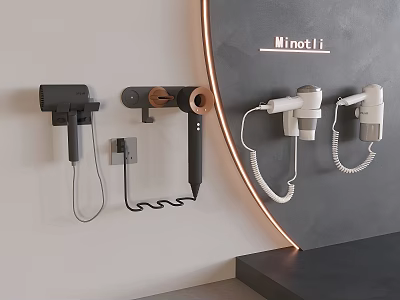 Minotti Daily Use Appliances Mounted On Wall Modern Hanging Design Black Copper And White Colors 3d model