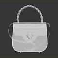 Stylish Silver Handbag With Braided Handle And Front Emblem For Daily Use