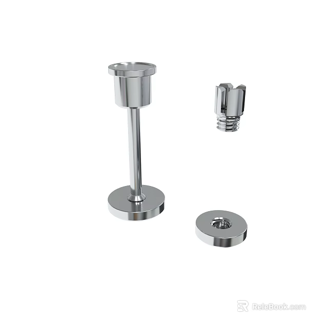 Chrome Plated Metal Hardware Components Including Stand Clip And Base 3d model 