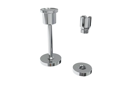 Chrome Plated Metal Hardware Components Including Stand Clip And Base 3d model