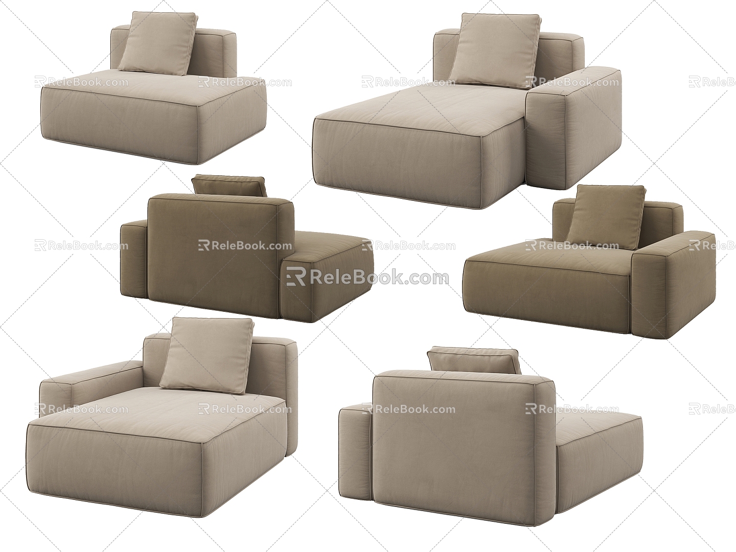 Modern Simple Casual Single Sofa Sofa Single Sofa Rest 3d model