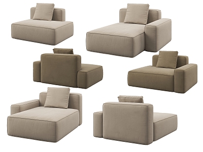 Modern Simple Casual Single Sofa Single Sofa Rest 3d model